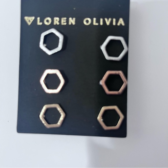 loren olivia Jewelry - Silver and Gold Hexagon Earrings Set nwt